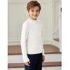 Arshiner Boys Long Sleeve Turtleneck T-Shirt Solid Color Warm Tee Tops Casual Thermal Pullover for Kids 5-12 Years(White)