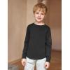 Arshiner Boy’s Loose Long Sleeve Solid/Tie-Dyed Print Curve Hem T Shirt for 5-12 Years(Black)