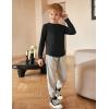 Arshiner Boy’s Loose Long Sleeve Solid/Tie-Dyed Print Curve Hem T Shirt for 5-12 Years(Black)