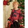 Arshiner Boy’s Loose Long Sleeve Solid/Tie-Dyed Print Curve Hem T Shirt for 5-12 Years(Black/Red Tie-dye)