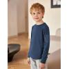 Arshiner Boy’s Loose Long Sleeve Solid/Tie-Dyed Print Curve Hem T Shirt for 5-12 Years(Navy Blue)