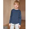 Arshiner Boy’s Loose Long Sleeve Solid/Tie-Dyed Print Curve Hem T Shirt for 5-12 Years(Navy Blue)