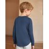 Arshiner Boy’s Loose Long Sleeve Solid/Tie-Dyed Print Curve Hem T Shirt for 5-12 Years(Navy Blue)