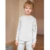 Arshiner Boy’s Loose Long Sleeve Solid/Tie-Dyed Print Curve Hem T Shirt for 5-12 Years(White)