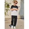 Arshiner Boy’s Pants Set – 2 Piece ColorBlock Short Sleeve T-Shirt and Active Pants – Casual Clothing Outfits 5-12 Years(Black)