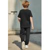 Arshiner Boy’s Pants Set – 2 Piece ColorBlock Short Sleeve T-Shirt and Active Pants – Casual Clothing Outfits 5-12 Years(Black)