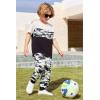 Arshiner Boy’s Pants Set – 2 Piece ColorBlock Short Sleeve T-Shirt and Active Pants – Casual Clothing Outfits 5-12 Years(Black Camo)