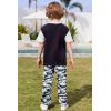 Arshiner Boy’s Pants Set – 2 Piece ColorBlock Short Sleeve T-Shirt and Active Pants – Casual Clothing Outfits 5-12 Years(Black Camo)