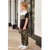 Arshiner Boy’s Pants Set – 2 Piece ColorBlock Short Sleeve T-Shirt and Active Pants – Casual Clothing Outfits 5-12 Years(Camel Camo)