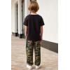 Arshiner Boy’s Pants Set – 2 Piece ColorBlock Short Sleeve T-Shirt and Active Pants – Casual Clothing Outfits 5-12 Years(Camel Camo)