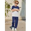 Arshiner Boy’s Pants Set – 2 Piece ColorBlock Short Sleeve T-Shirt and Active Pants – Casual Clothing Outfits 5-12 Years(Navy)