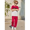 Arshiner Boy’s Pants Set – 2 Piece ColorBlock Short Sleeve T-Shirt and Active Pants – Casual Clothing Outfits 5-12 Years(Red)