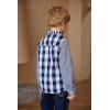 Arshiner Boy’s Plaid Button Down Shirt Long Sleeve Roll Up Casual Shirts with Pocket 4-11 Years(Navy Blue Patchwork Plaid)