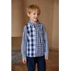 Arshiner Boy’s Plaid Button Down Shirt Long Sleeve Roll Up Casual Shirts with Pocket 4-11 Years(Navy Blue Patchwork Plaid)