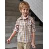 Arshiner Boy’s Plaid Button Down Shirt Long Sleeve Roll Up Casual Shirts with Pocket 4-11 Years(Yellow/White Plaid)
