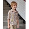 Arshiner Boy’s Plaid Button Down Shirt Long Sleeve Roll Up Casual Shirts with Pocket 4-11 Years(Yellow/White Plaid)