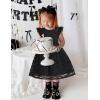 Arshiner Flower Girl Dress Toddler Lace Tutu Ruffle Sleeve Wedding Birthday Party Tulle Dresses(Black)