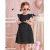 Arshiner Flower Girl Dress Toddler Lace Tutu Ruffle Sleeve Wedding Birthday Party Tulle Dresses(Black)