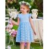 Arshiner Flower Girl Dress Toddler Lace Tutu Ruffle Sleeve Wedding Birthday Party Tulle Dresses(Blue)