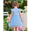 Arshiner Flower Girl Dress Toddler Lace Tutu Ruffle Sleeve Wedding Birthday Party Tulle Dresses(Blue)