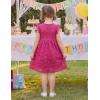 Arshiner Flower Girl Dress Toddler Lace Tutu Ruffle Sleeve Wedding Birthday Party Tulle Dresses(Hot Pink)