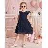 Arshiner Flower Girl Dress Toddler Lace Tutu Ruffle Sleeve Wedding Birthday Party Tulle Dresses(Navy Blue)