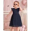 Arshiner Flower Girl Dress Toddler Lace Tutu Ruffle Sleeve Wedding Birthday Party Tulle Dresses(Navy Blue)