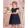 Arshiner Flower Girl Dress Toddler Lace Tutu Ruffle Sleeve Wedding Birthday Party Tulle Dresses(Navy Blue)