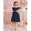 Arshiner Flower Girl Dress Toddler Lace Tutu Ruffle Sleeve Wedding Birthday Party Tulle Dresses(Navy Blue)