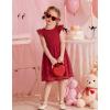 Arshiner Flower Girl Dress Toddler Lace Tutu Ruffle Sleeve Wedding Birthday Party Tulle Dresses(Red)