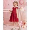 Arshiner Flower Girl Dress Toddler Lace Tutu Ruffle Sleeve Wedding Birthday Party Tulle Dresses(Red)