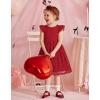 Arshiner Flower Girl Dress Toddler Lace Tutu Ruffle Sleeve Wedding Birthday Party Tulle Dresses(Red)