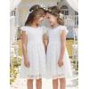 Arshiner Flower Girl Dress Toddler Lace Tutu Ruffle Sleeve Wedding Birthday Party Tulle Dresses(White)
