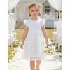 Arshiner Flower Girl Dress Toddler Lace Tutu Ruffle Sleeve Wedding Birthday Party Tulle Dresses(White)