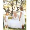 Arshiner Flower Girl Dress Toddler Lace Tutu Ruffle Sleeve Wedding Birthday Party Tulle Dresses(White)