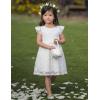 Arshiner Flower Girl Dress Toddler Lace Tutu Ruffle Sleeve Wedding Birthday Party Tulle Dresses(White)