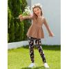 Arshiner Girls 2 Piece Clothing Set Floral Ruffle Hem Bell Sleeve Top and Leggings Fall Winter Outfits for 2-10 Years(Black Orange Floral)