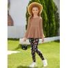 Arshiner Girls 2 Piece Clothing Set Floral Ruffle Hem Bell Sleeve Top and Leggings Fall Winter Outfits for 2-10 Years(Black Orange Floral)