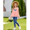 Arshiner Girls 2 Piece Clothing Set Floral Ruffle Hem Bell Sleeve Top and Leggings Fall Winter Outfits for 2-10 Years(Butterfly)