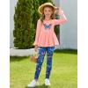 Arshiner Girls 2 Piece Clothing Set Floral Ruffle Hem Bell Sleeve Top and Leggings Fall Winter Outfits for 2-10 Years(Butterfly)