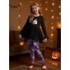 Arshiner Girls 2 Piece Clothing Set Floral Ruffle Hem Bell Sleeve Top and Leggings Fall Winter Outfits for 2-10 Years(Halloween Purple)