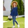 Arshiner Girls 2 Piece Clothing Set Floral Ruffle Hem Bell Sleeve Top and Leggings Fall Winter Outfits for 2-10 Years(Navy Floral)