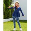 Arshiner Girls 2 Piece Clothing Set Floral Ruffle Hem Bell Sleeve Top and Leggings Fall Winter Outfits for 2-10 Years(Navy Floral)
