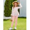 Arshiner Girls 2 Piece Clothing Set Floral Ruffle Hem Bell Sleeve Top and Leggings Fall Winter Outfits for 2-10 Years(Pink Floral)