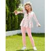 Arshiner Girls 2 Piece Clothing Set Floral Ruffle Hem Bell Sleeve Top and Leggings Fall Winter Outfits for 2-10 Years(Pink Floral)