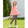 Arshiner Girls 2 Piece Clothing Set Floral Ruffle Hem Bell Sleeve Top and Leggings Fall Winter Outfits for 2-10 Years(Pink Leopard)