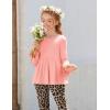 Arshiner Girls 2 Piece Clothing Set Floral Ruffle Hem Bell Sleeve Top and Leggings Fall Winter Outfits for 2-10 Years(Pink Leopard)