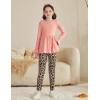 Arshiner Girls 2 Piece Clothing Set Floral Ruffle Hem Bell Sleeve Top and Leggings Fall Winter Outfits for 2-10 Years(Pink Leopard)