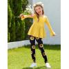 Arshiner Girls 2 Piece Clothing Set Floral Ruffle Hem Bell Sleeve Top and Leggings Fall Winter Outfits for 2-10 Years(Sunflower)
