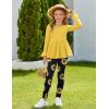 Arshiner Girls 2 Piece Clothing Set Floral Ruffle Hem Bell Sleeve Top and Leggings Fall Winter Outfits for 2-10 Years(Sunflower)